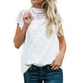 thumbnail image 1 of JFHHQ Elegant Floral Patchwork Blouse with Delicate Lace Ruffles and Flared Sleeves for Women M White, 1 of 6