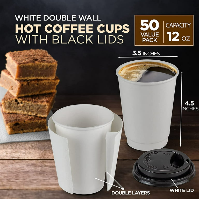  Disposable Coffee Cups with Lids 12 oz – Extra Thick insulated disposable  coffee cups– Eco-Friendly and Recyclable – To Go Cups for Hot and Cold  Liquids with Leak-Proof Lids and Corrugated –