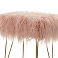 thumbnail image 5 of Faux Fur Ottoman Foot Stool, 15'' Wide Vanity Stool with Gold Metal Legs, Comfy Faux Fur Makeup Stools Entryway Ottoman, Plush Fluffy Footrest for Bedroom, Living Room, Pink, 5 of 7