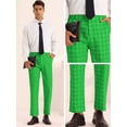 thumbnail image 4 of Unique Bargains Men's Plaid Pants Slim Fit Business Checked Printed Dress Trousers 32 Green, 4 of 6