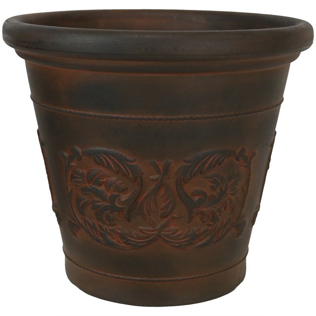 Sunnydaze Jardinière d'Extérieur à Double Paroi Résistante aux Intempéries en Forme d'Arabelle - 16 Pouces - Fini Rouille - 1 Jardinière