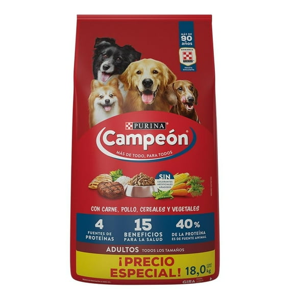 Croquetas para Perro Purina Campeón Adulto Todos los Tamaños Sabor Carne 18 kg