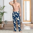 thumbnail image 5 of Uemuo Daisies Flowers Pattern Men's Wide Leg Palazzo Lounge Pants with Pockets Light Weight Loose Comfy Casual Pajama Pants-X-Large, 5 of 9