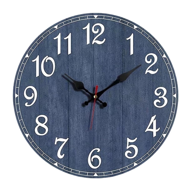 Reloj de pared decorativo azul, redondo, sin , de 30 cm de diámetro. Regalo ideal para colgar en la escuela, la oficina, la sala de estar,