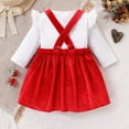 thumbnail image 4 of ZACPNCV Toddler Baby Girl Fall Outfit Long Sleeve T-Shirt and Dress Overall with One Pocket Clothes Sets Red 3-4 Years, 4 of 8