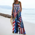 thumbnail image 6 of Sales Prime! JURANMO Independence Day's Jumpsuits for Women Loose Fit Sleeveless Strap One Piece Overall Romper American Flag Print Jumper Pants with Pockets Blue XL, 6 of 9