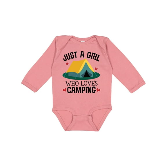 Inktastic Just a Girl Who Loves Camping Girls Long Sleeve Baby Bodysuit