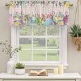 thumbnail image 2 of Vintage Easter Curtain Valances for Windows, Kitchen Valance Window Treatments Panel 2 Pack, Colorful Floral Eggs Bunny Pink Plaid Rustic Rod Pocket Short Curtains for Bathroom Bedroom 54 x 18 Inch, 2 of 8