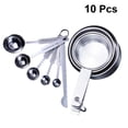 thumbnail image 2 of 2 Set Stainless Steel Measuring Cups and Measuring Spoon Cooking Measure Spoon Cup Seasoning Spoons Coffee Tea Kitchen Accessory Silver (6pcs/set Measuring Spoons and 4pcs/set Measuring Cup), 2 of 7