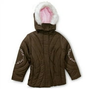 Faded Glory - Girls' Curvy Jacket With Fur-Trim Hood