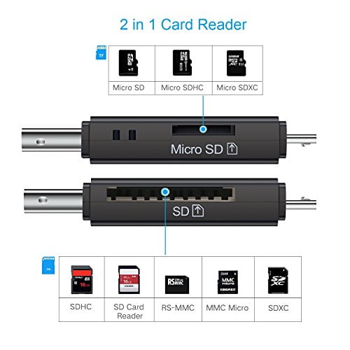 USB Type C Micro USB OTG Adapter and USB 2.0 Portable Memory Card Reader for SDXC MMC Micro SDXC Vanja SD//Micro SD Card Reader SDHC SD Micro SDHC Card and UHS-I Cards Micro SD RS-MMC
