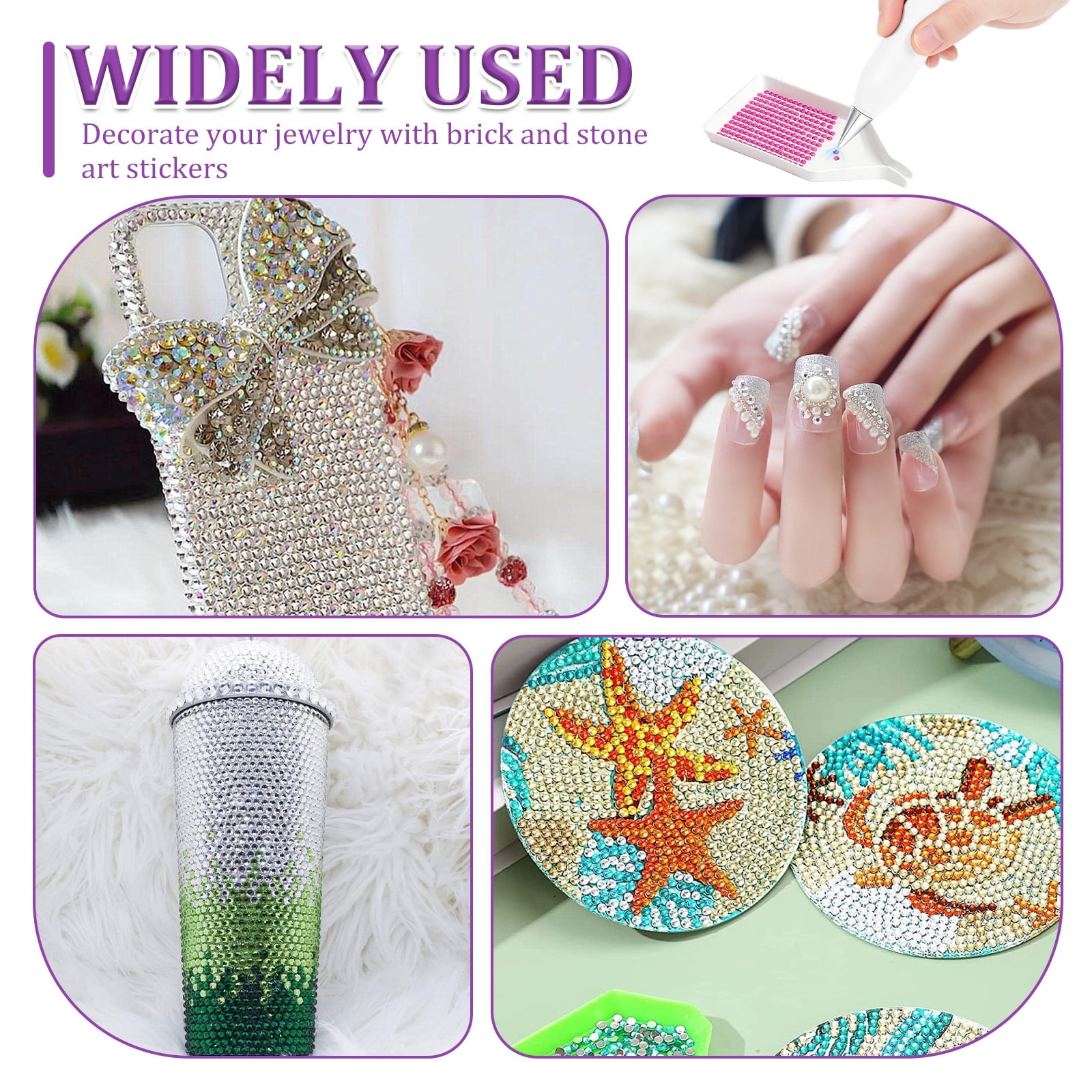 Electric Diamond Painting Pen Kit Cordless USB-C Rechargeable Diamond Art Tool with Vacuum Pickup No Wax for DIY Craft Lovers (White)
