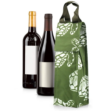 Wine Carrier Bag by Zodaca Thermal Insulated Lightweight Wine Bottle Tote Carrying Case Whisky Glass Bottle Carry Holder Bag for Travel Party Gift - Green