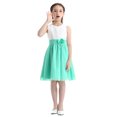 thumbnail image 2 of Kvysinly Robe Princesse Sans Manches à Fleurs 3D pour Filles Enfants, Chiffon, Mariage, Fête, Robe de Bal, Demoiselle d'Honneur, Blanc&Turquoise 12, 2 of 8