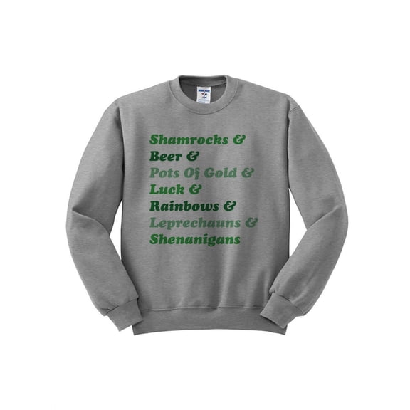 St Patrick's List St Patrick's Day Sweatshirt 2X-Large Grey