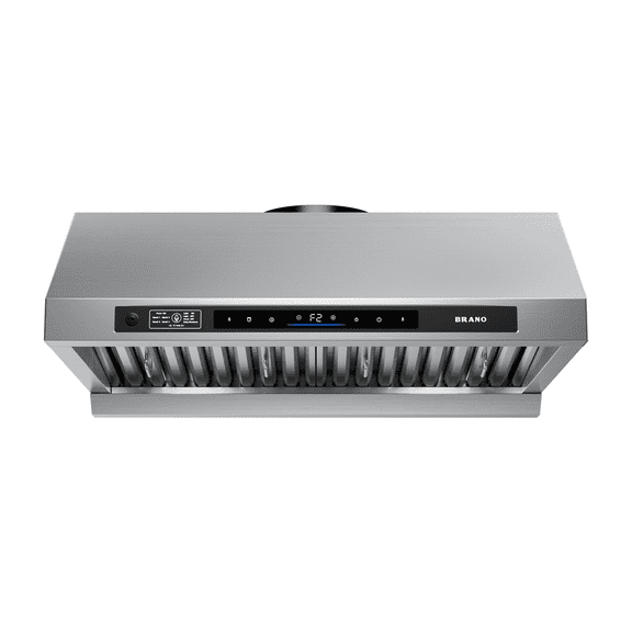 BRANO | DC Motor Series 30-Inch Under-Cabinet Range Hood Silver | 120V,1200CFM Brushless 6-Speed, Voice & Gesture Control, LED Lighting, Baffle Filters