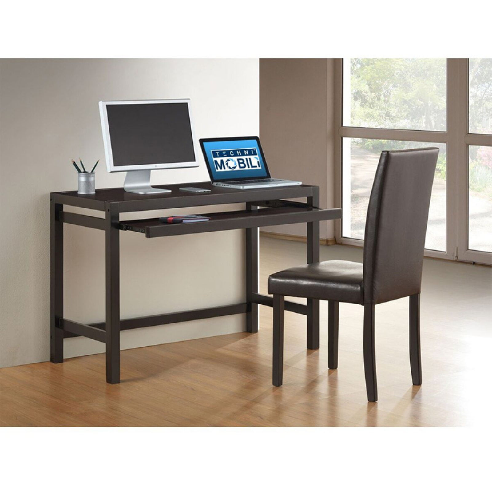 Techni Mobili Modern Desk and Chair Set, Wenge