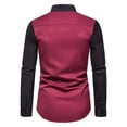 thumbnail image 5 of Men's Long Sleeve Dress Shirt Retro Slim Fit Asymmetric Button Stand Blouses Irregular Hem Business Golf Tops, 5 of 10