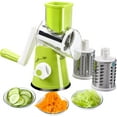 thumbnail image 1 of Hand Rotary Vegetable Grater, Manual Multifunctional Vegetable Grater Drum Rape ， with 3 Stainless Steel Blades ， For Fruits, Vegetables and Cheese (Green), 1 of 5