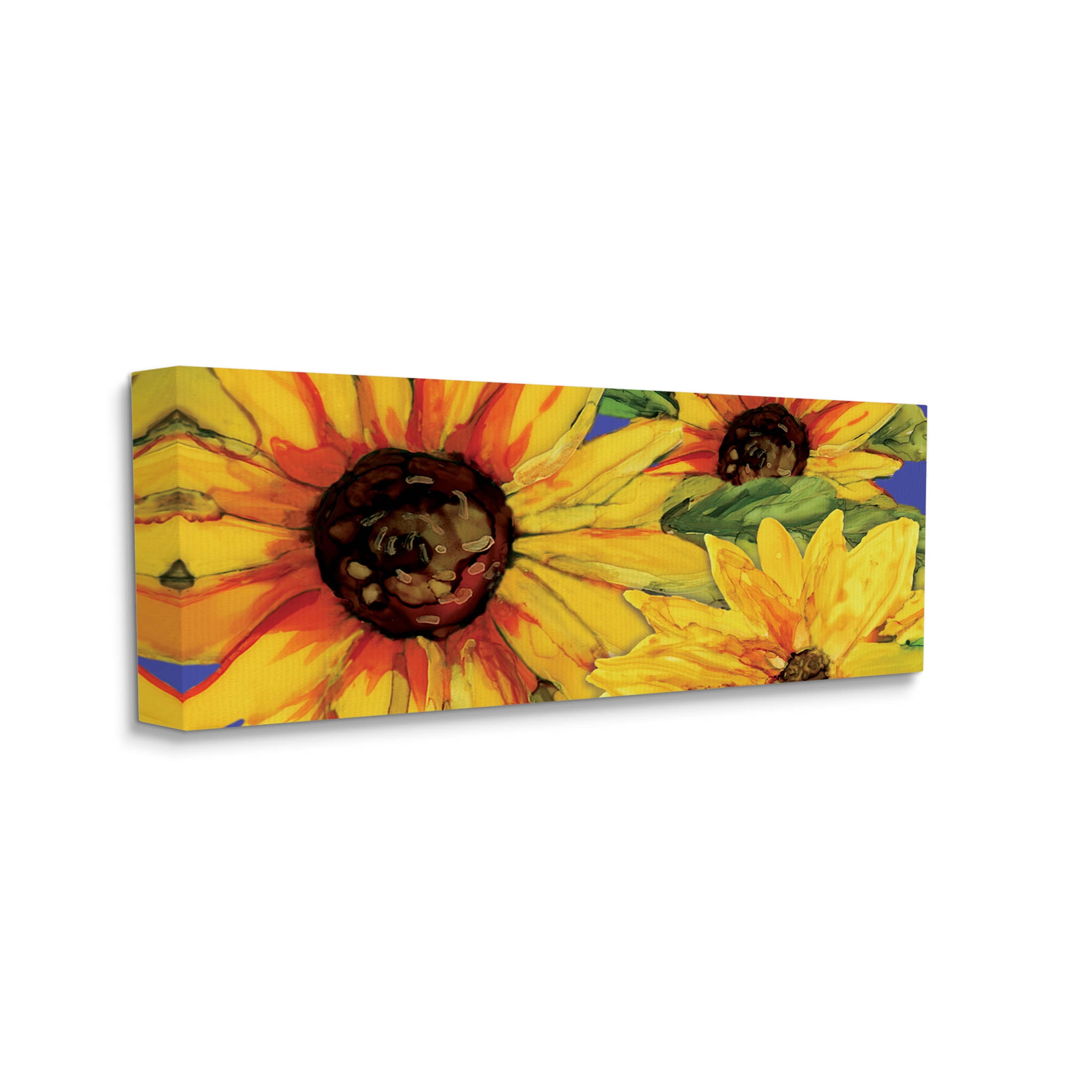 Modern Yellow Sunflower Trio Botanical & Floral Graphic Art Gallery Wrapped Canvas Print Wall Art