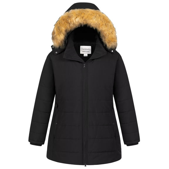 Chrisuno Plus Size Coats for Women Womens Winter Jacket Long Puffer Women's Waterproof Thicken Coat with Hood Black 4X
