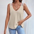 thumbnail image 2 of FAIWAD Womens Hollow Out Straps Tank Tops V Neck Sleeveless Knit Shirts Summer Lace Crochet Splicing Blouses, 2 of 8