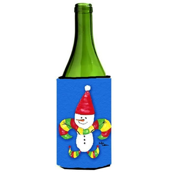 Christmas Snowman Fleur De Lis Wine bottle sleeve Hugger