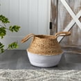 thumbnail image 4 of Nearly Natural Decorative 14" Boho Chic Handmade Cotton/Jute Basket Planter, 4 of 5