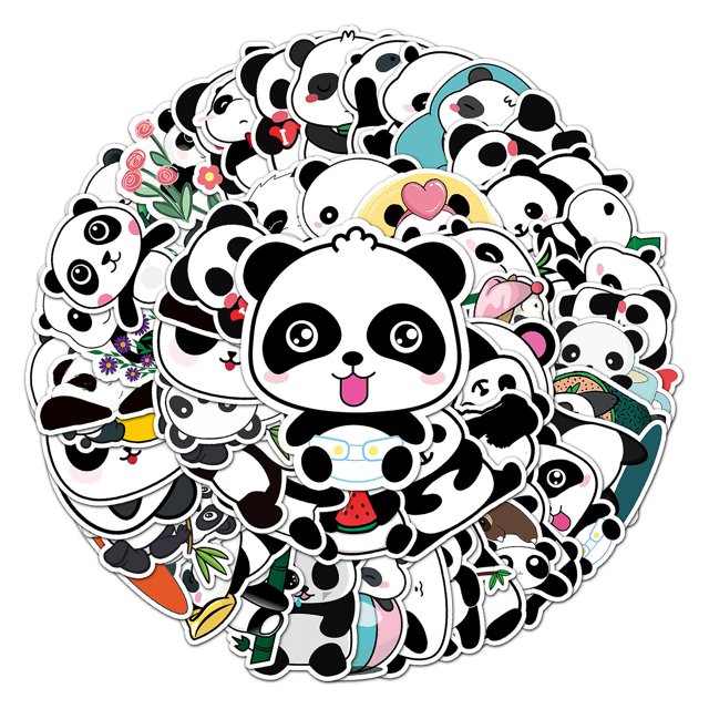 Pegatinas de panda, 50 pegatinas de graffiti creativas y modernas, pegatinas decorativas de dibujos animados para equipaje, scooter, tableta y coche