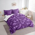 thumbnail image 3 of jejeloiu Vintage Paisley Floral 7-Piece Twin Bedding Sets,Retro Flowers Bedding Comforter Set,Purple Boho Print Sheet Sets For Adults,Luxury Bedroom Decor Reversible, 3 of 8