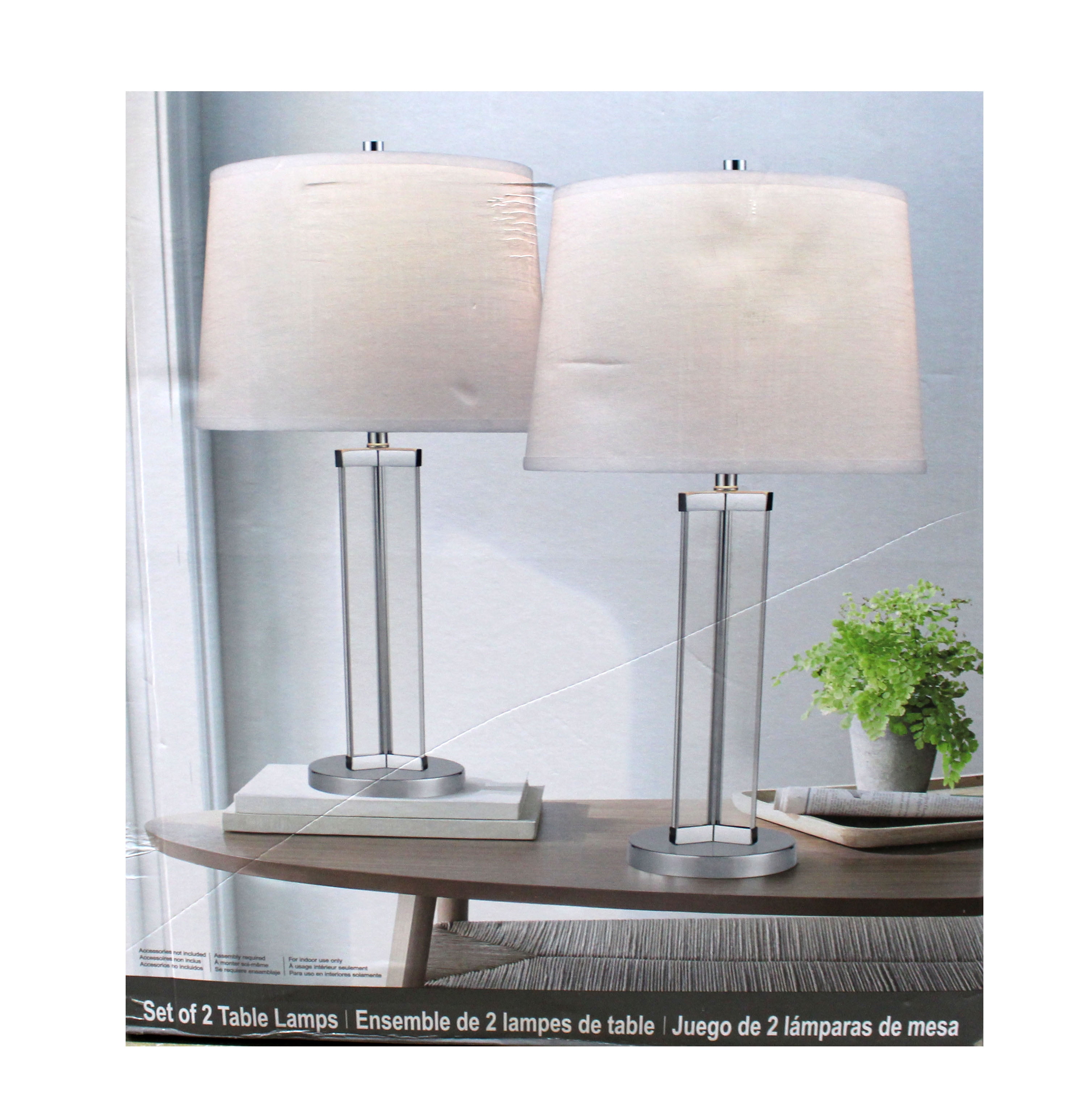Crystal Panel Table Lamps, Set Of Two Crystal Table Lamps