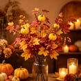 thumbnail image 5 of Fall Artificial Floral Arrangement with Maple Leaves and Pumpkins Thanksgiving Harvest Table Centerpiece Decor for Home Shelf Mantel Plastic Faux Flower Sprig for Vase Filler and Autumn, 5 of 6