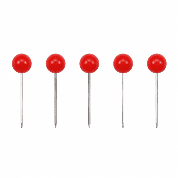 500 Pack Map Pins, Map Tacks Round Head Push Pins - Steel Point Map Markers & Thumb Tacks for Travel Maps, Bulletin Boards, Cork Board, Office & Professional DIY Crafts, Red