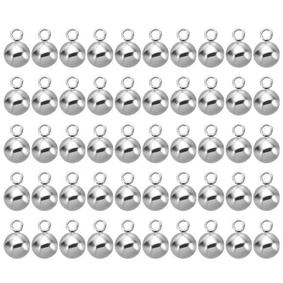 Unique Bargains 50pcs Steel Bead Charm, 10mm Stainless Steel Ball Pendants Charm Metal Round Beads for Jewelry Making, Silver Tone