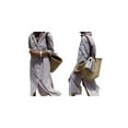 thumbnail image 3 of Women'S Shirt Dress Casual Lapel 3/4 Sleeve Button-Down Collar Slit Tie Resort Maxi Dress Brown L, 3 of 8