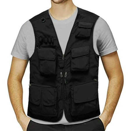 Harpily Men Outerwear Vests Jacket Field Pofessional Emergency Field Fishing Multi Pocket Vest XL