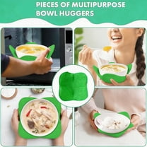 Microwave Bowl Heat Insulation Sleeve - Towel Cloth Anti-Scald Mat & Rack, Non-Slip Bowl Holder for Hot Food Heating, Kitchen Tool to Protect Hands from Burns, Easy to Clean, 7.6*3.6in, Green