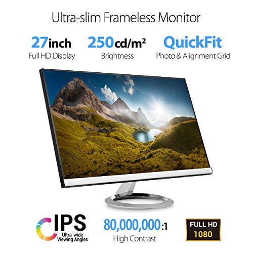 Asus Designo Mx279hs Monitor 27 Full Hd 1920x1080 Ips Led With 178 Wide View Frameless 1080p Low Blue Light Eye Care Hdmi Vga Silver Black Walmart Com