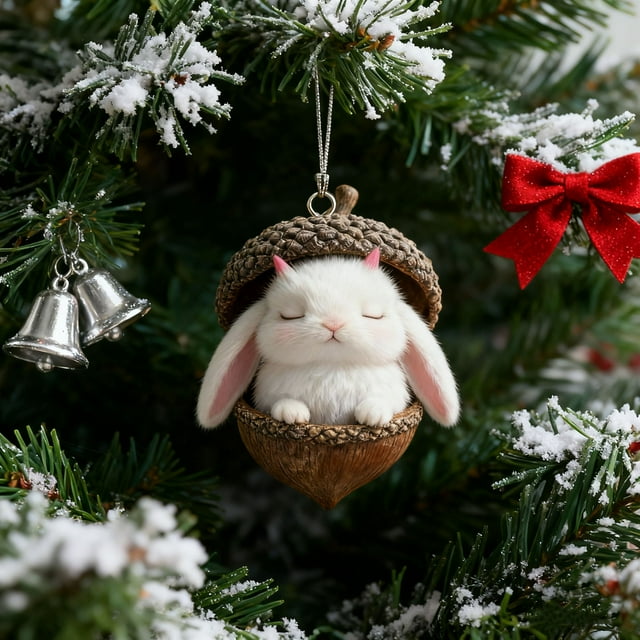 Colgante Decorativo Adorno navideño de animales del bosque para árbol de Navidad, 8 cm, acrílico, decoración festiva, 1 unidad Rkxzt