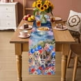thumbnail image 2 of American Flag Table Runner 90 Inches, Forest Funny Dogs Red Blue Independence Day Bed Runner Dresser Scarves Tabletop for Indoor Outdoor Parties/Ceremony/Banquet, 13" x 90", 2 of 9