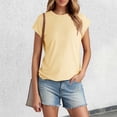 thumbnail image 4 of Womens T Shirts Summer Tops 2025 Solid Color Cap Sleeve Crewneck Breathable Casual Basic Tees Tshirts Shirts for Women, 4 of 7