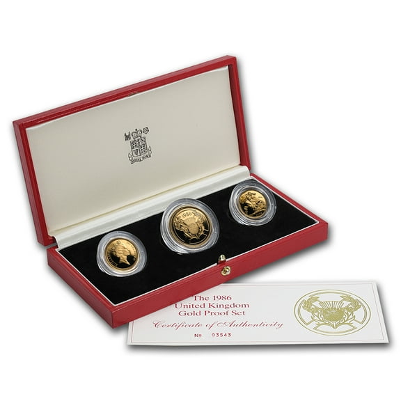 1986 Great Britain 3-Coin Gold Proof Set