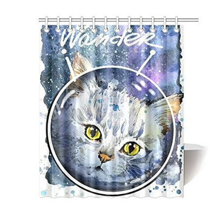 Gckg Funny Animal Cat Shower Curtain, Space Kitty Shower Curtain