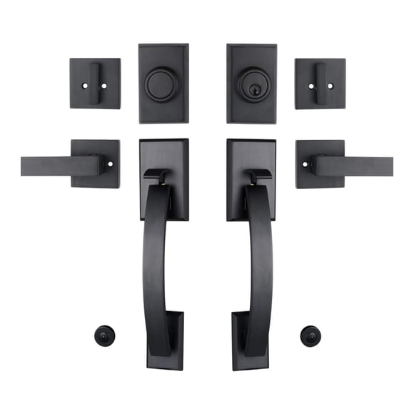 Tnarru Double Front Door Lock Set Double Door Handle Set Easy Installation Accessory Modern Hardware Home Entry Front Door Handleset