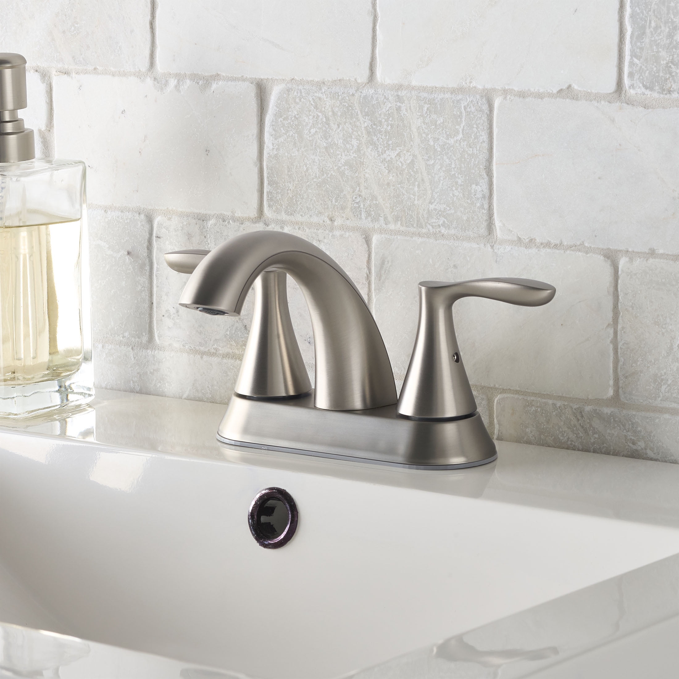 Better Homes & Gardens Simple Flair 4" Centerset Bathroom Faucet in Satin Nickel