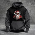 thumbnail image 2 of Men's Pullover Hoodie with Santa Claus Graphic Print Drawstring Hood Long Sleeve Kangaroo Pocket Casual Fit Sweatshirt Dark Gray 2XL, 2 of 5