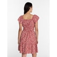 thumbnail image 4 of Time and Tru Women's Tie Waist Mini Dress with Flutter Sleeves, Sizes XS-XXXL, 4 of 6
