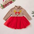 thumbnail image 3 of Toddler Girls Christmas Tulle Dress Turtleneck Long Sleeve Knitting Tops Layered Lace Skirt with Reindeer Antler Headband Set, 3 of 5