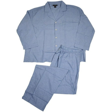 Big And Tall Plaid Robe - State O Maine Mens Big & Tall Long Sleeve Long Leg Sleep Lounge Pajama Set, 35447 blue plaid / XXX-LargeTall