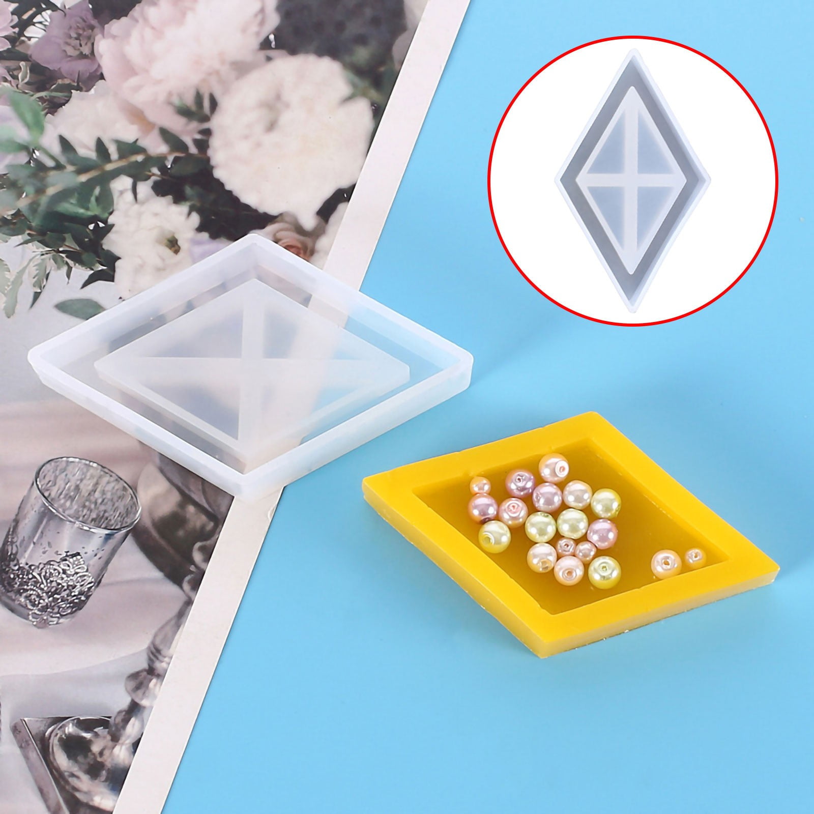 Resin Scale DIY Crystal Epoxy Storage Box Mold Rhombus Mirror Manual Hexagon Storag